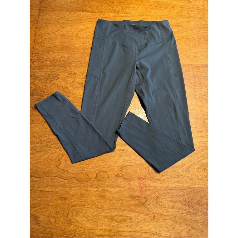 Gaiam Women's High Rise Pull On Stretch Workout Yoga Leggings Dark Gray Medium